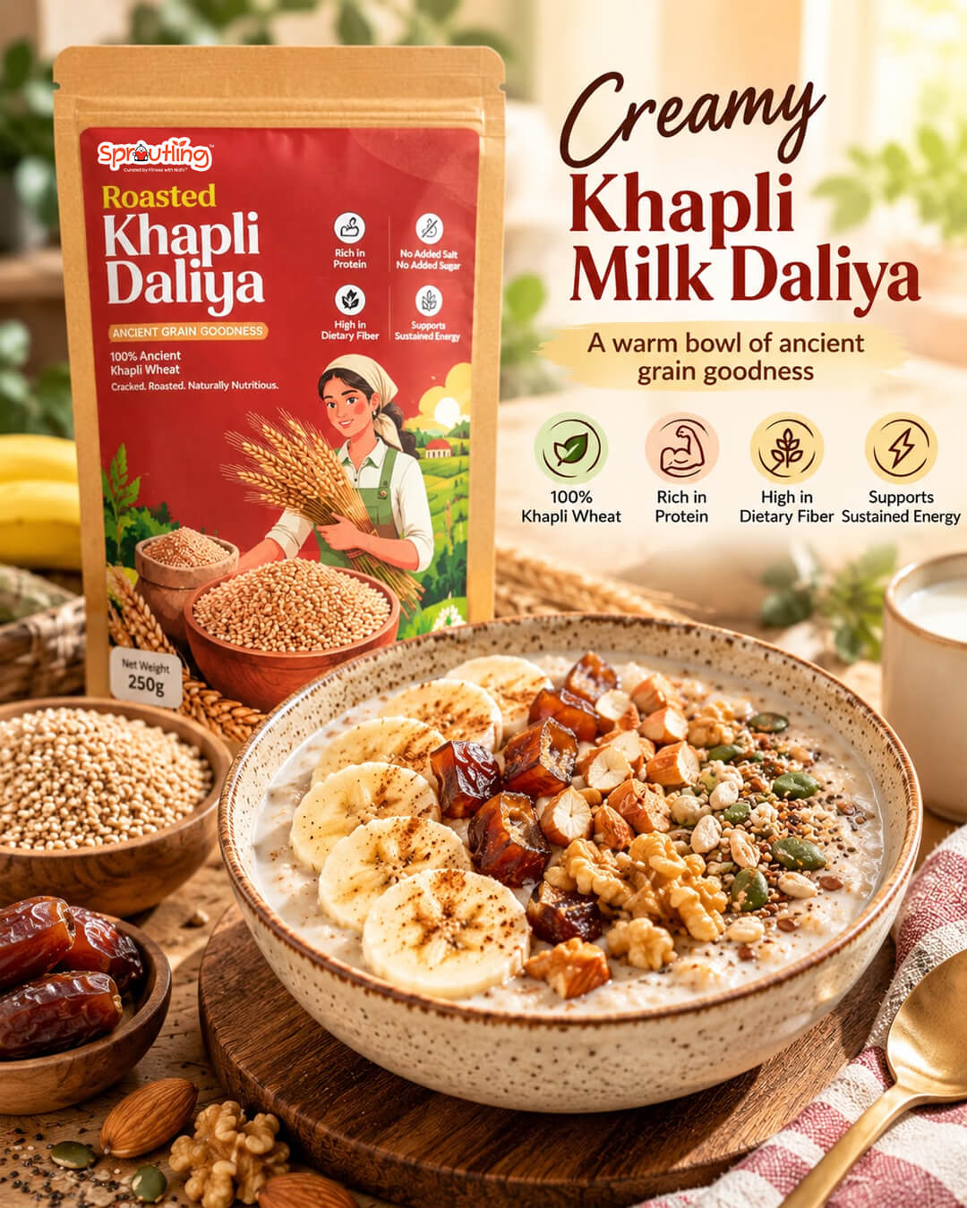 Roasted Khapli Daliya