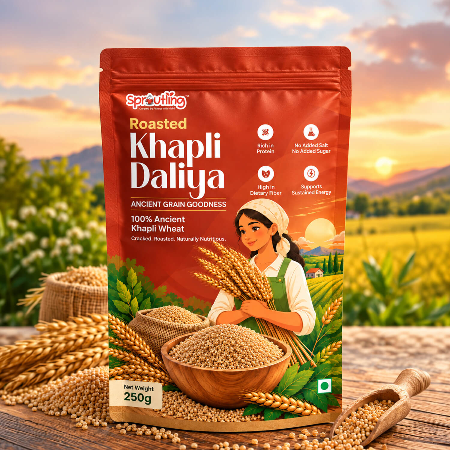 Roasted Khapli Daliya